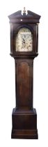 George III mahogany long case clock, by Charles Watts, Bourne, the hood with Greek key pediment