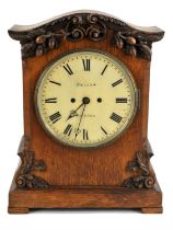 Early 20th century double fuzee chain driven mantle clock striking the hours and half hours on a