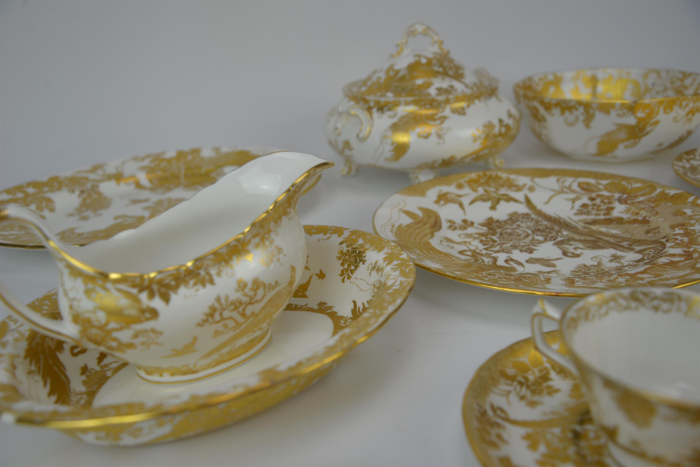 Royal Crown Derby, a part dinner service in the Gold Aves pattern, printed marks to base, - Image 4 of 38