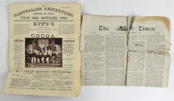 Rare original copy of The Times from November 7th 1805 reporting on the Battle of Trafalgar and the