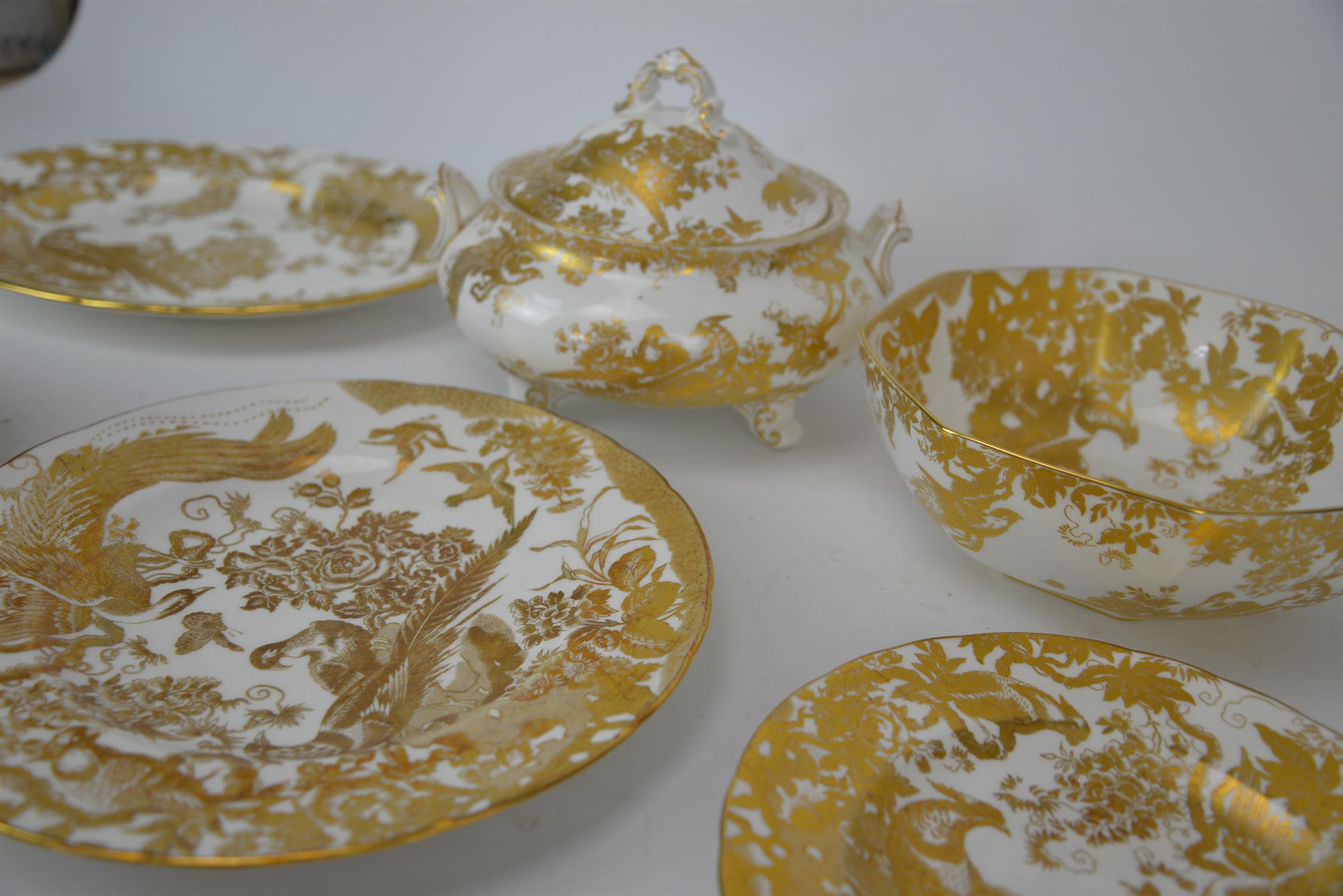 Royal Crown Derby, a part dinner service in the Gold Aves pattern, printed marks to base, - Image 3 of 38