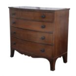 Mahogany bowfront chest of drawers, 19th Century, with three short drawers, over three graduated