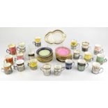 Collection of coffee cans and saucers, early 20th Century, mostly by Aynsley, Coalport, Copelands,