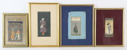 Indian miniature painting of a warrior, possibly early 19th Century, painted wearing a purple robe,