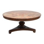 Early 19th century circular rosewood breakfast table on urn shaped column and platform base,