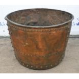 Large copper rivetted cistern, 19th Century, 56cm high x 78cm diameter