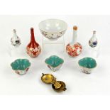 Three small famille rose bowls decorated with heroes and heroines from Classical China; together