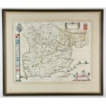 Willem Janszoon Blaeu (1531-1638). ‘Essexia Comitatus’, later hand coloured engraved map of the