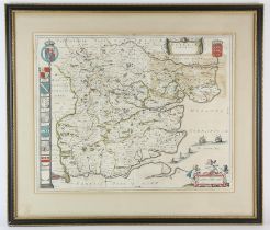 Willem Janszoon Blaeu (1531-1638). ‘Essexia Comitatus’, later hand coloured engraved map of the