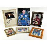 Collection of framed racing driver signatures – to include Damon Hill, Giancarlo Fisichella,