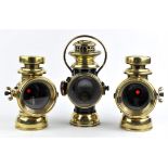 A pair of Lucas Kings Own lamps - No. F145 Joseph Lucas LTD Birmingham, Brass (H22cm) and one other