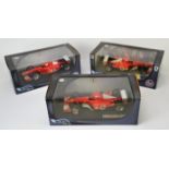 Hot Wheels Racing - Three Boxed Mattel Ferrari 1:18 scale models, Michael Schumacher F2001 and