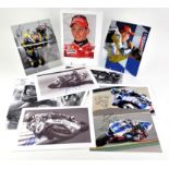 10 signed photos - Phil Read, Valentino Rossi, Michael Rutter, Kevin Schswantz, Bradley Smith,
