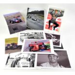 11 signed photos – Kimi Raikkonen, Nico Rosberg, Jackie Stewart, John Surtees, Sebastian Vettel,