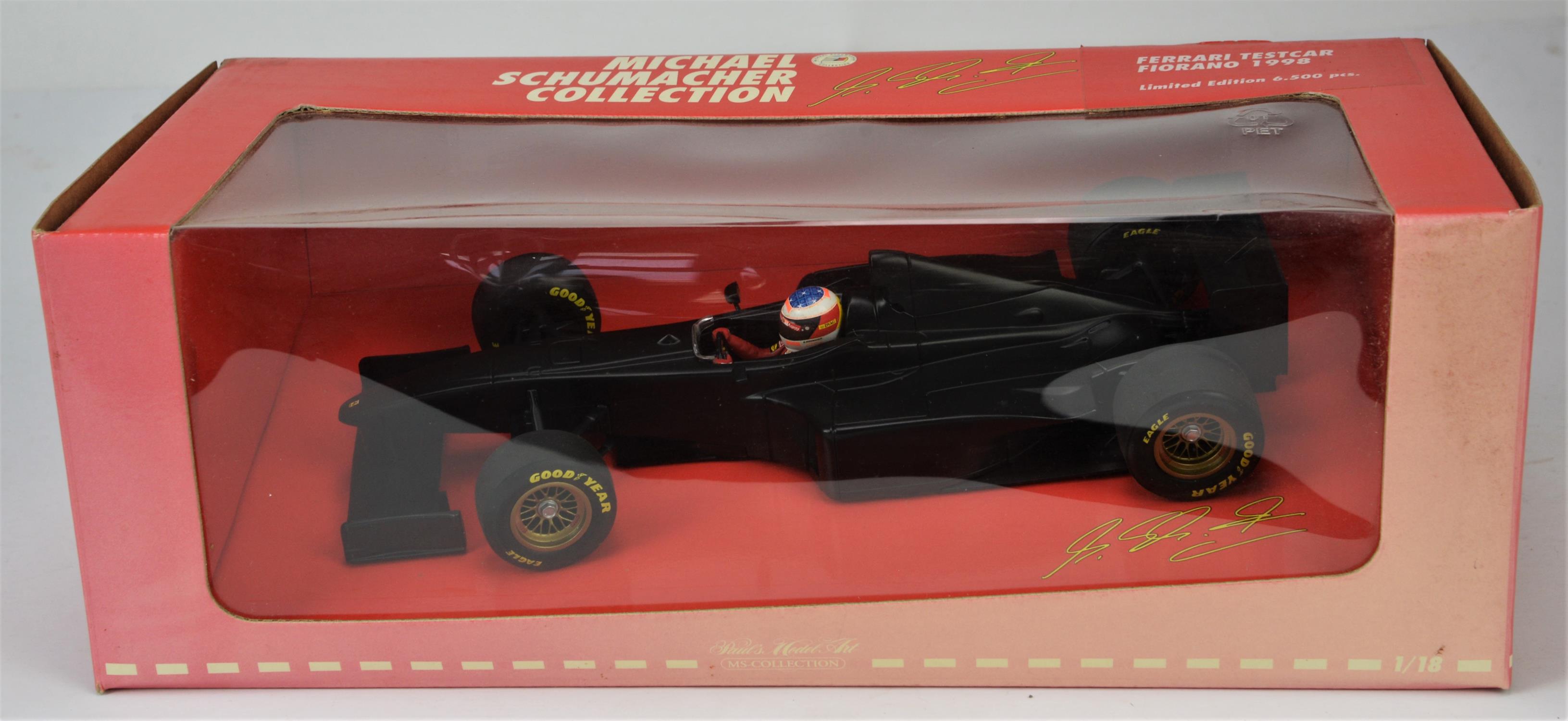 Hot Wheels Racing - Four Michael Schumacher collection, Boxed Mattel Ferrari 1:18 scale models, - Image 2 of 5
