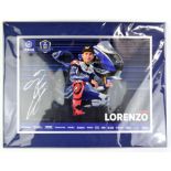 Yahama Factory Racing print of Jorge Lorenzo and signed by him (with Mount approx 20"x15),