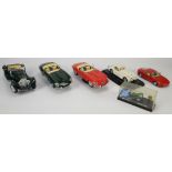 Six Bburago Car models - to include Jaguar "E" (1961) x2 in Red and Green (1/18),