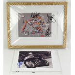 Silverstone framed and glazed print signed by John McGuiness, Freddie Spemcer, Colin Edwards and