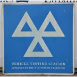 Vehicle Testing station aluminium sign, approved by the ministry of Transport (61 x 64cm).