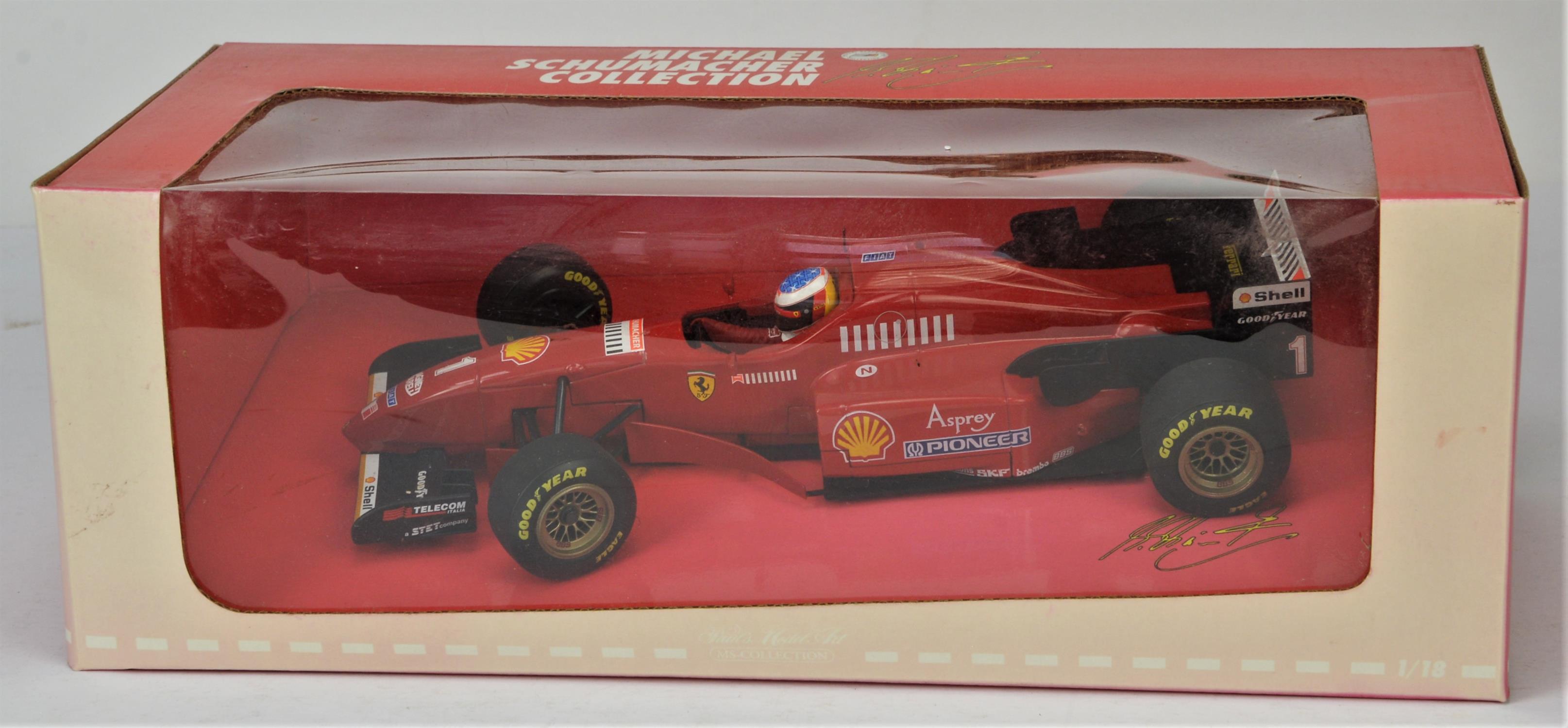 Hot Wheels Racing - Four Michael Schumacher collection, Boxed Mattel Ferrari 1:18 scale models, - Image 3 of 5
