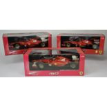 Hot Wheels Racing - Six Boxed Mattel Ferrari 1:18 scale models, F.Alonso F2012, F138, 150 Italia,