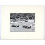 Stirling Moss - 1958 Grand Prix black and white picture, hand signed lower right in black pen by