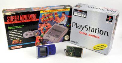 Sony PlayStation 1 boxed, Nintendo Game Boy Colour (with magnifier screen) , Nintendo Game boy