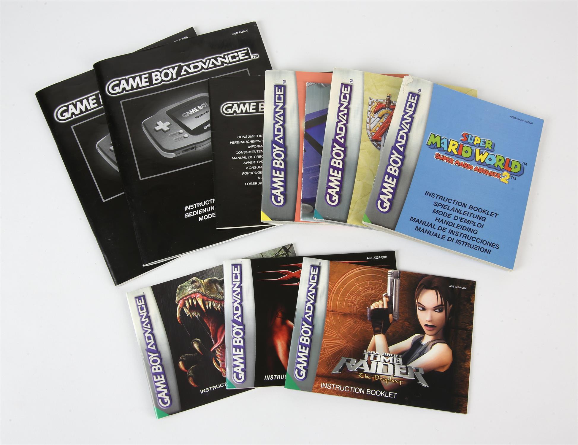 An assortment of Gameboy Advance manuals and instruction booklets