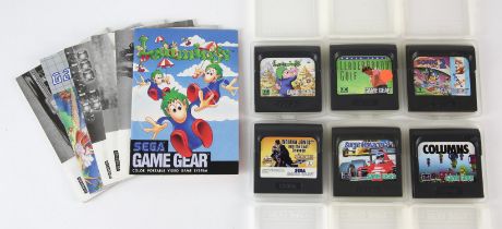 SEGA 6 loose Game Gear game carts + manuals (PAL) Includes: Sonic the Hedgehog 2, Super Monaco GP,