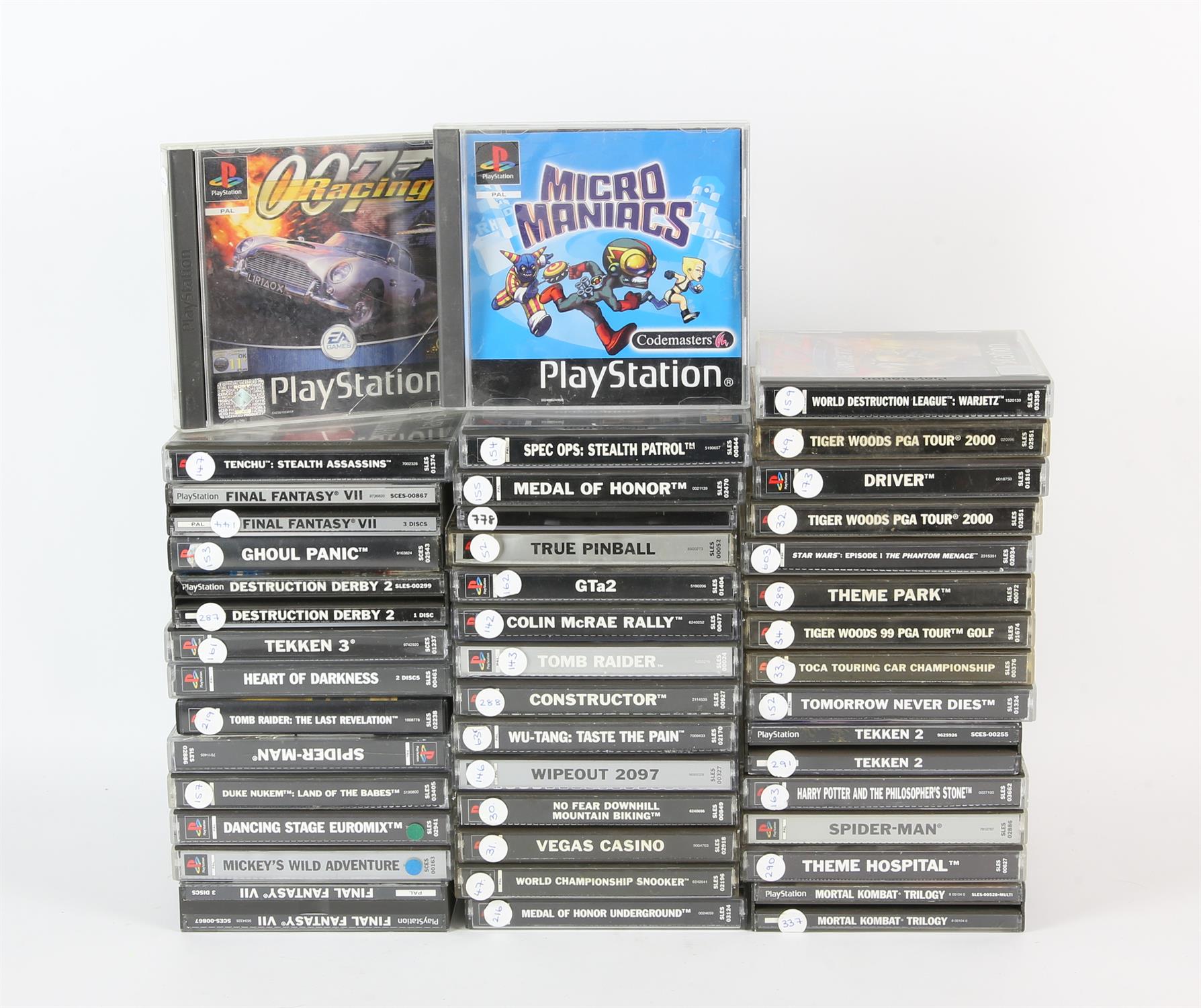 A large assortment of 42 PS1 games (PAL) Highlights include: Final Fantasy VII x2, Spider-Man,