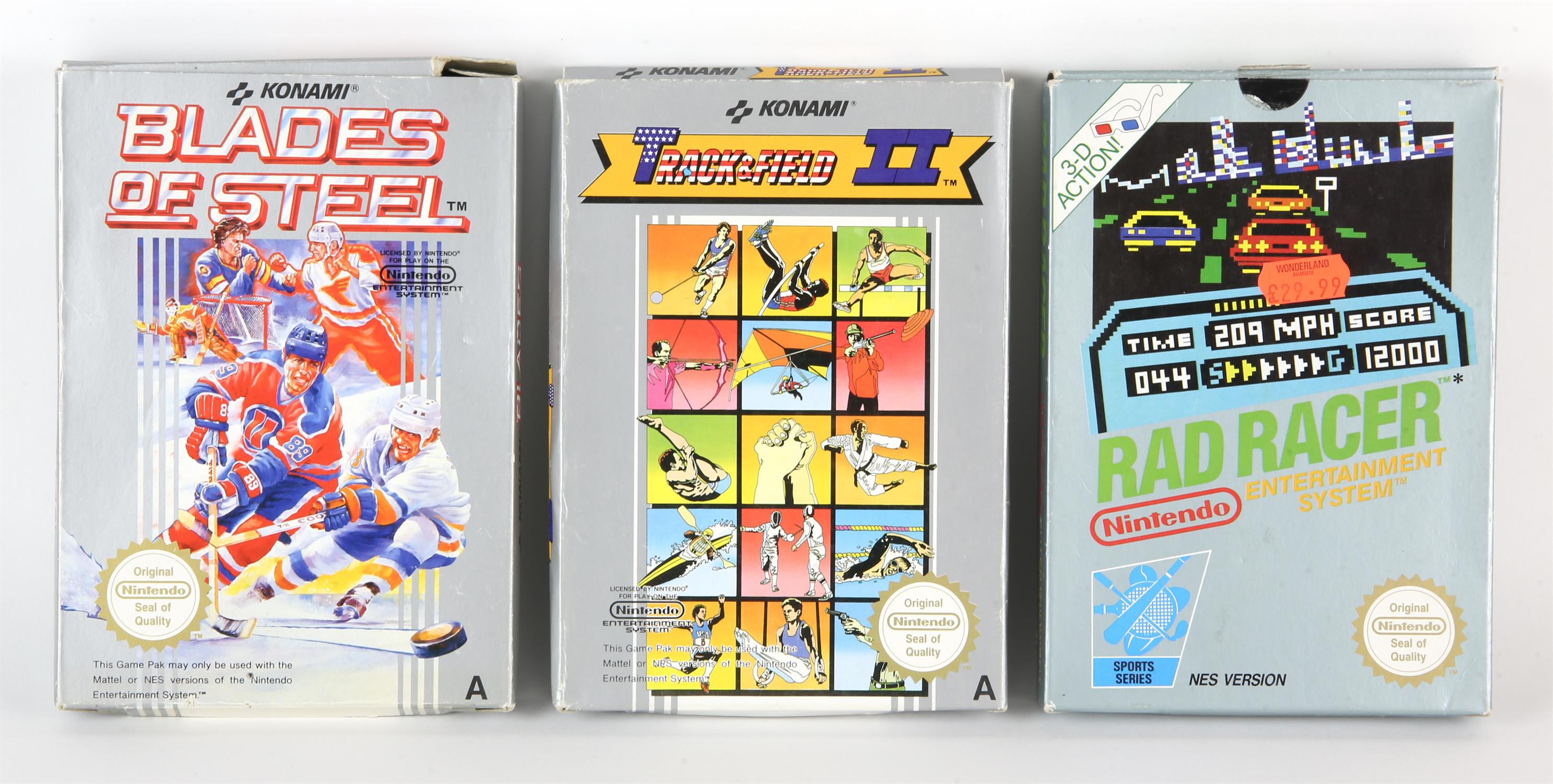 An assortment of 3 boxed NES games (PAL) Includes: Blades of Steel, Rad Racer and Track & Field - Image 3 of 4