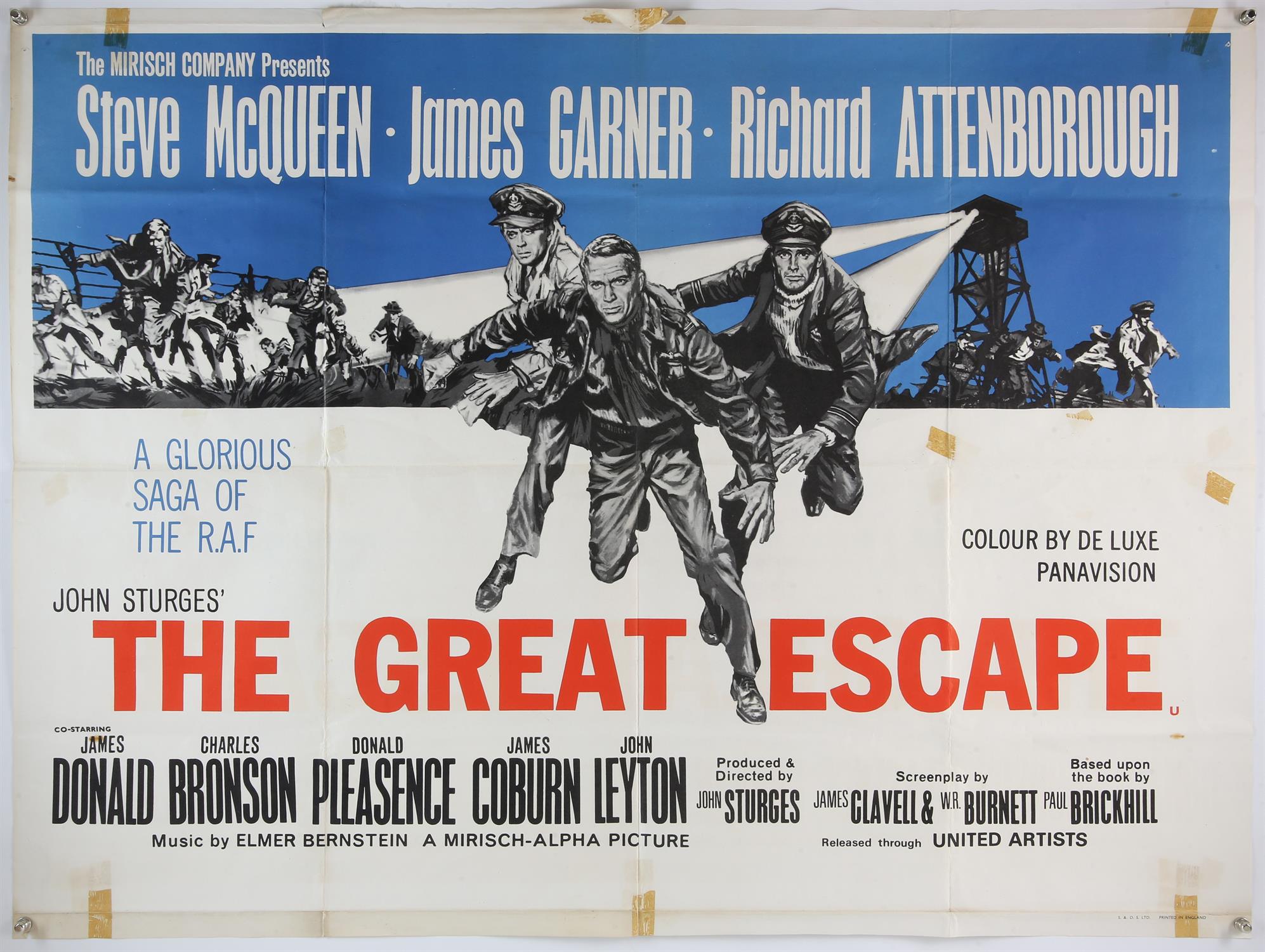 The Great Escape (R-1960 s) British Quad film poster, starring Steve McQueen, James Garner and