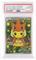 Pokemon TCG. Mega Charizard Y Poncho-Wearing Pikachu 208/XY-P graded PSA 10. This card was