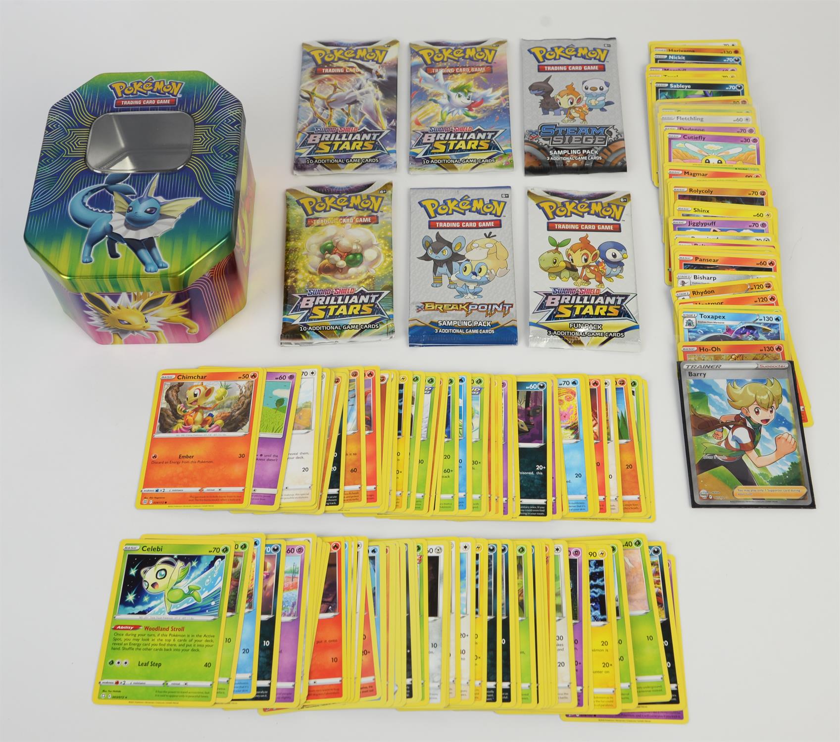 Pokemon TCG: Pokemon card bundle, 3x Brilliant Stars Booster Packs, 2x Pokemon card sample packs