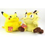 2 large 16" Hasbro Pokémon plush toys from 1999 Includes: Pikachu and Meowth, both with original