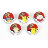 Pokemon 2000 Five Enamel Pin Badges including Charizard, Two Pikachu Badges and Electrode and