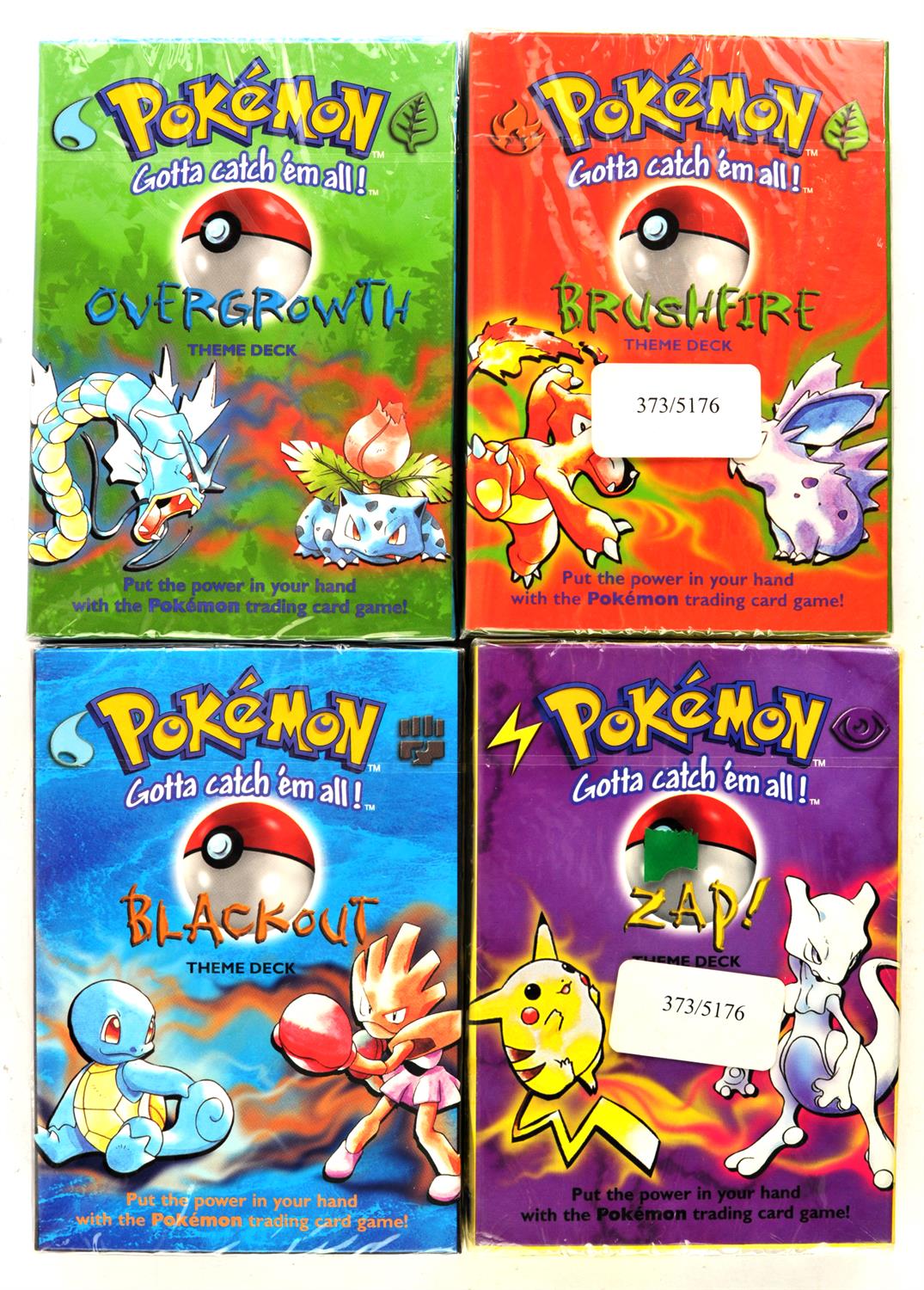 Pokémon TCG. Set of 4 Base Set Theme Decks, all sealed. Includes Brushfire, Zap, Blackout and