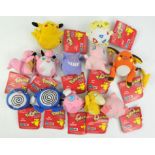 An assortment of 12 Pokémon Zipper Plush toys Includes: Pikachu, Mew, Jigglypuff, Wigglytuff,