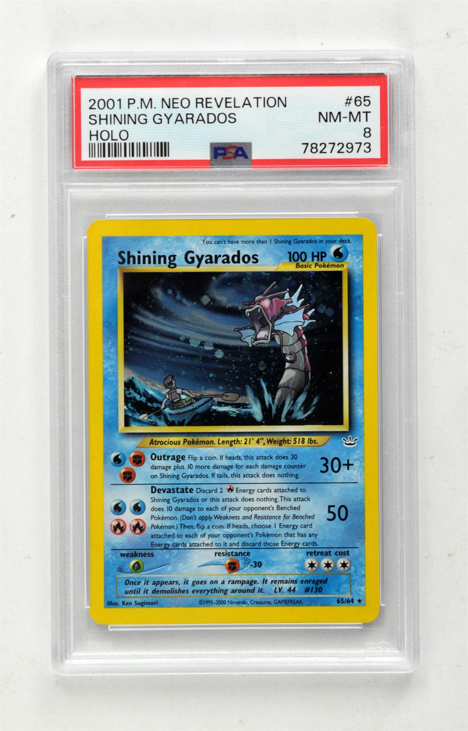 Pokemon TCG. Shining Gyarados secret rare 65/64 from Neo Revelation graded PSA 8.