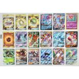 Pokemon TCG. Lot of approximately 90 standard cards and two jumbo cards from various modern sets.