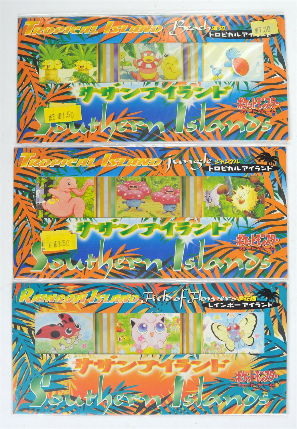 Pokemon TCG. Three Sealed Japanese Southern Island sets. Three cards in each. Sets included are