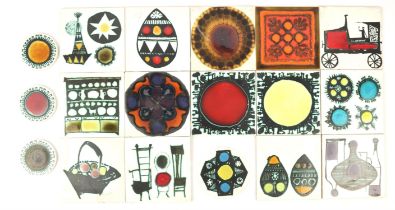 H and R Johnson Ltd, a collection of fourteen tiles, to include some designed by Ann Wynn Reeves,