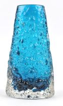 Geoffrey Baxter (British, 1922-1995) for Whitefriars, Volcano vase, Kingfisher blue colourway, 18.