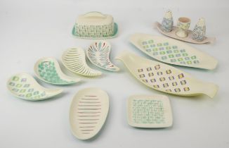 Poole pottery, collection of Freeform wares to include a butter dish and base, an egg cup,