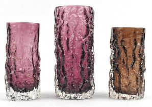 Geoffrey Baxter (British, 1922-1995) for Whitefriars, Bark vase, Aubergine colourway, 19cm high,