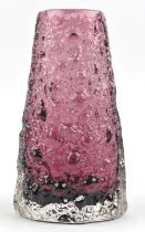 Geoffrey Baxter (British, 1922-1995) for Whitefriars, Volcano vase, Aubergine colourway, 18.5cm high