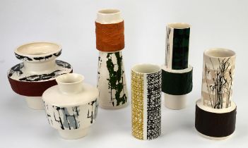 Colin Melbourne (British, 1928-2009) for Royal Norfolk, Staffordshire, England, six Petra vases,