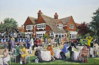 Alan King (British, 1946-2013), 'The Garden Party' (1993), oil on canvas, signed and dated lower
