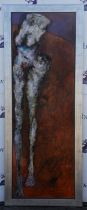 Gail Catlin (South African, b.1948), Standing figure, mixed media, signed and dated 2001 lower