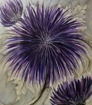 Sandra Cooper (Contemporary Liverpool artist), Study of Purple Flowers, Mixed media,